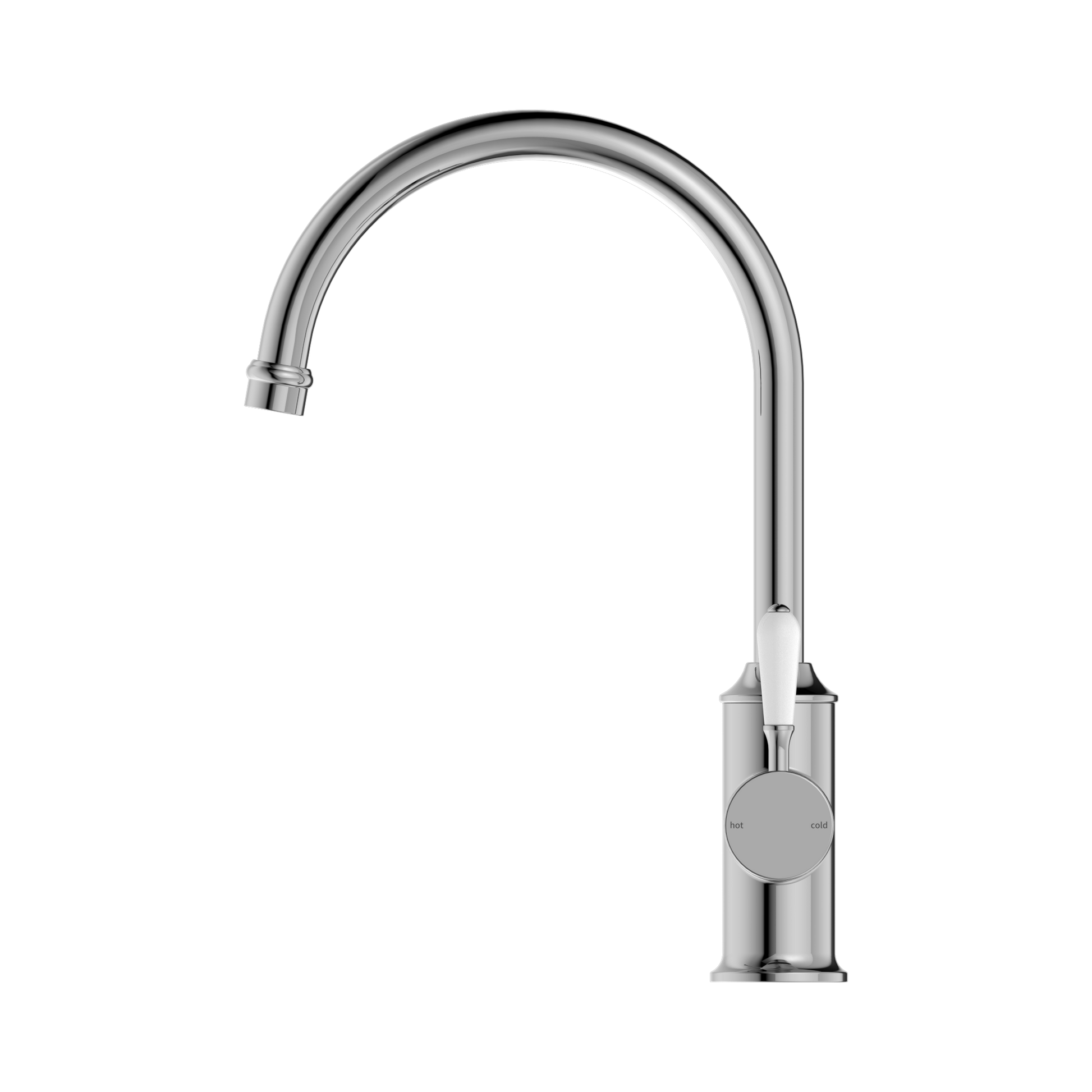 Nero York Kitchen Mixer Gooseneck Spout With White Porcelain Lever, Chrome