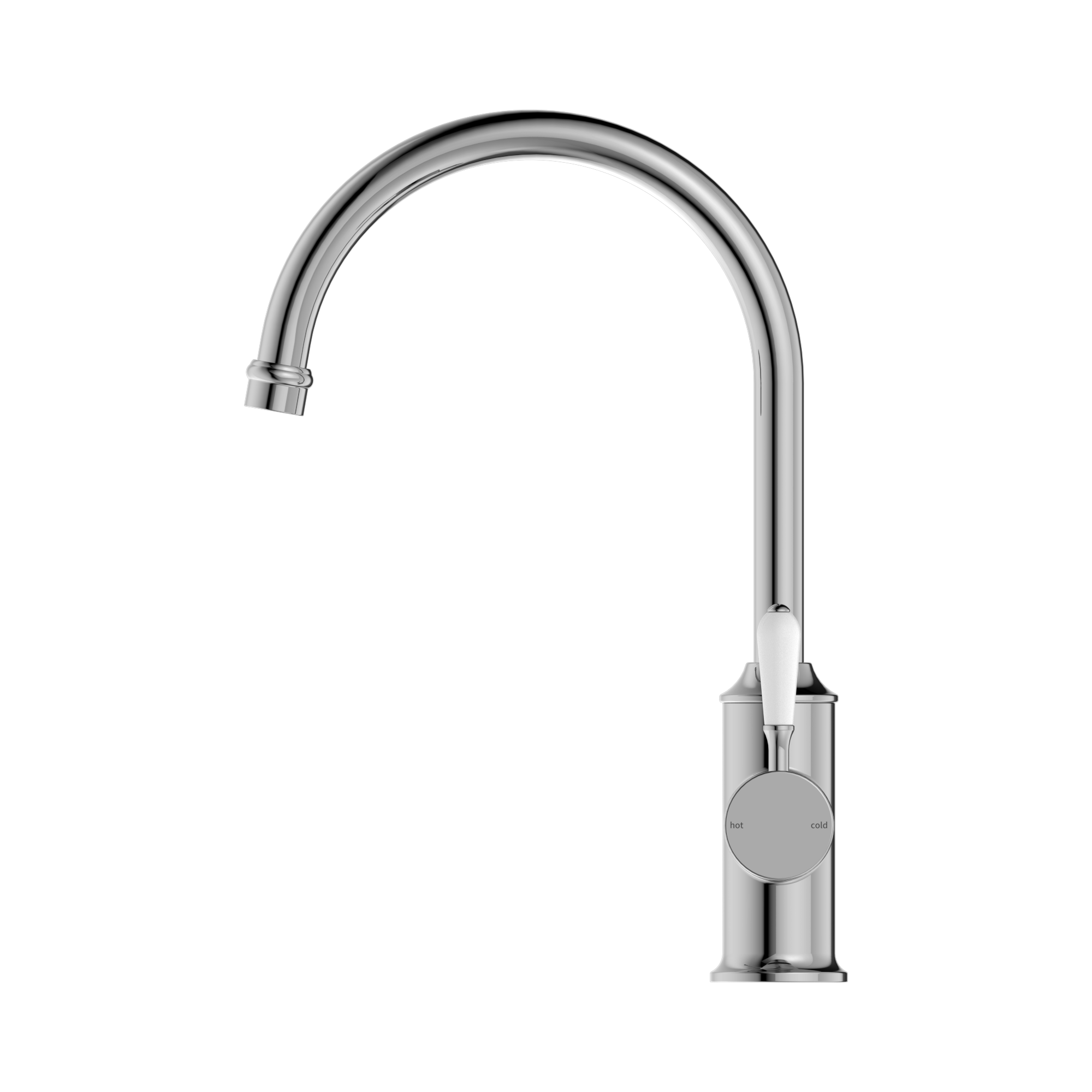 Nero York Kitchen Mixer Gooseneck Spout With White Porcelain Lever, Chrome