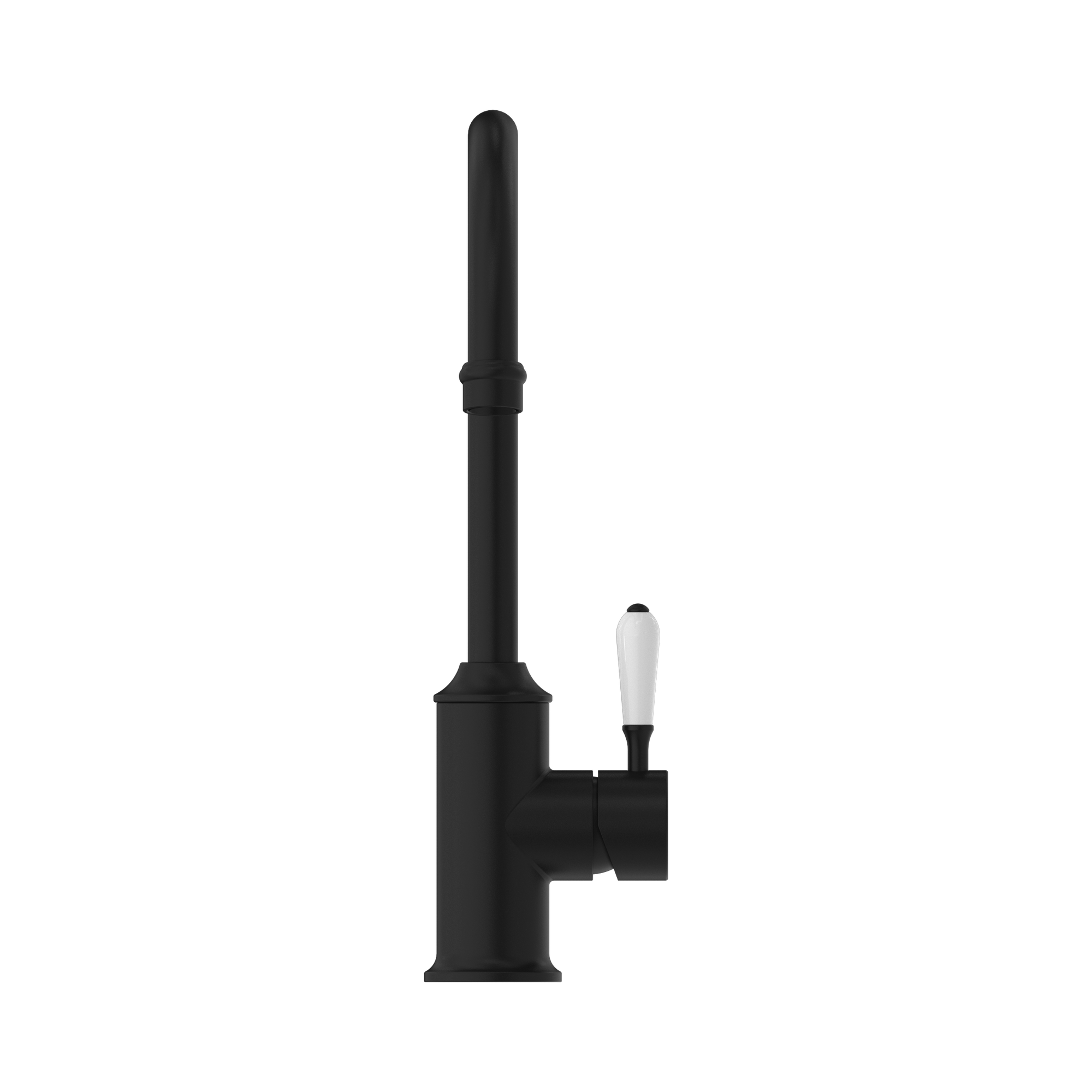 Nero York Kitchen Mixer Gooseneck Spout With White Porcelain Lever, Matte Black