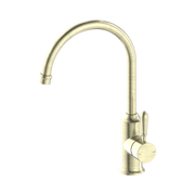 Nero York Kitchen Mixer Gooseneck Spout With Metal Lever Aged Brass