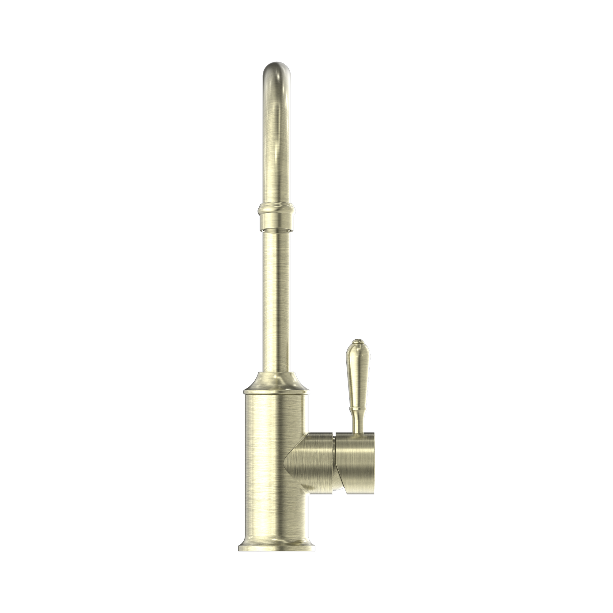 Nero York Kitchen Mixer Gooseneck Spout With Metal Lever Aged Brass