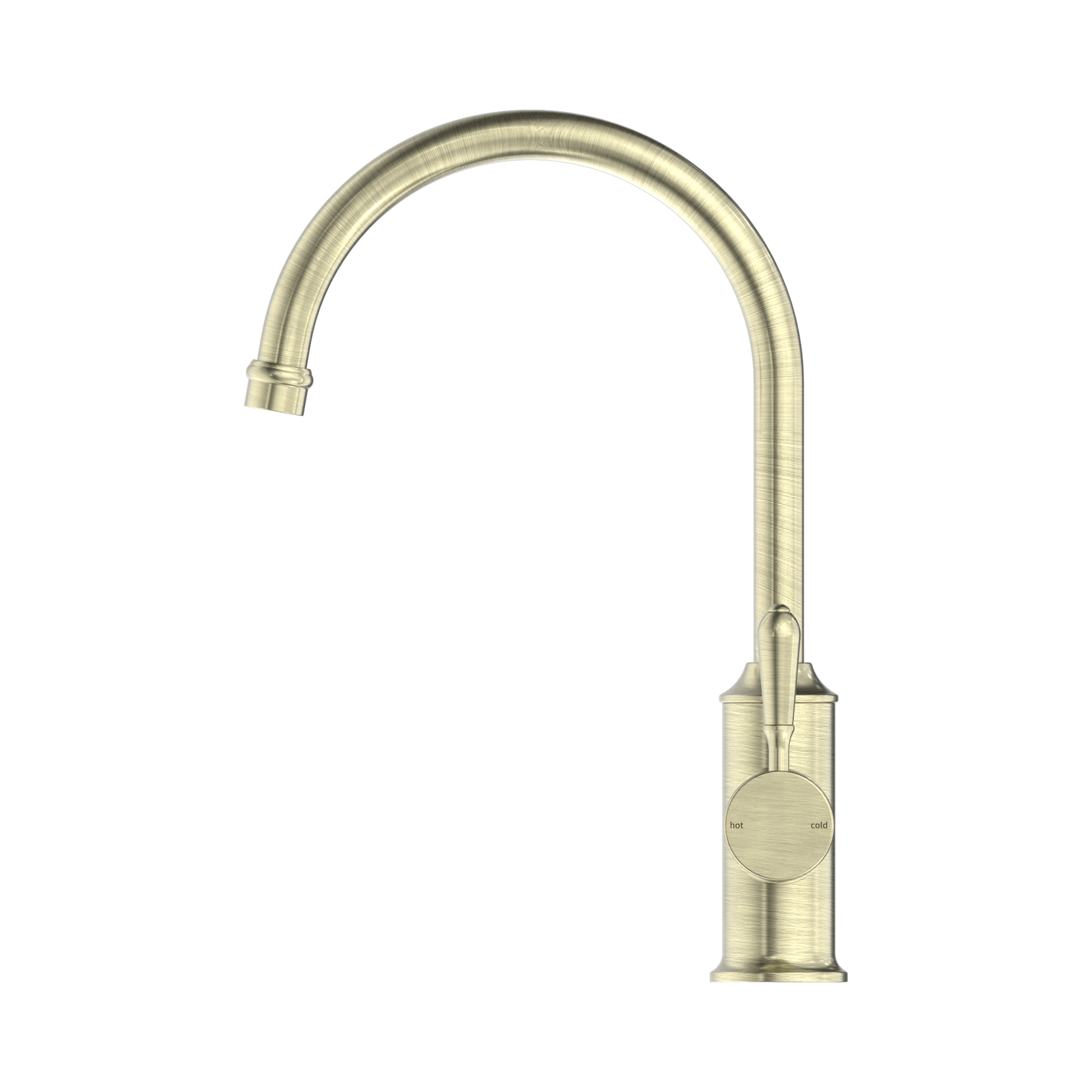 Nero York Kitchen Mixer Gooseneck Spout With Metal Lever Aged Brass
