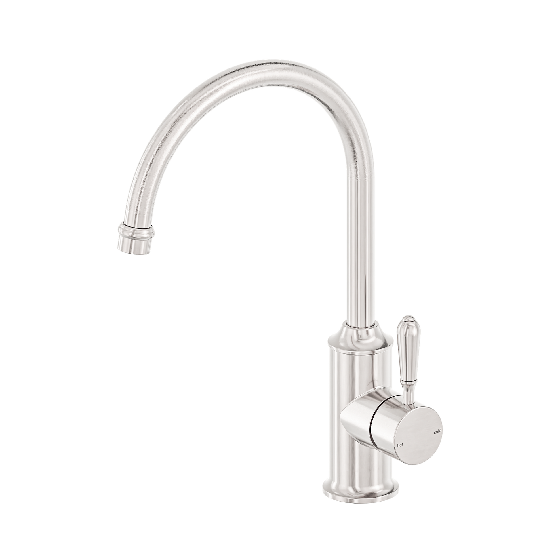 Nero York Kitchen Mixer Gooseneck Spout With Metal Lever, Brushed Nickel