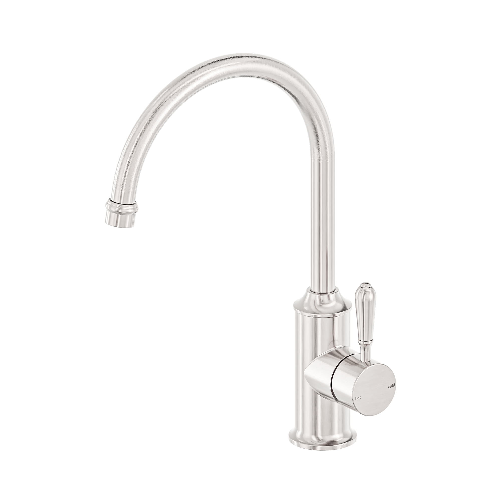 Nero York Kitchen Mixer Gooseneck Spout With Metal Lever, Brushed Nickel