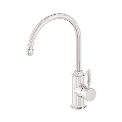 Nero York Kitchen Mixer Gooseneck Spout With Metal Lever, Brushed Nickel