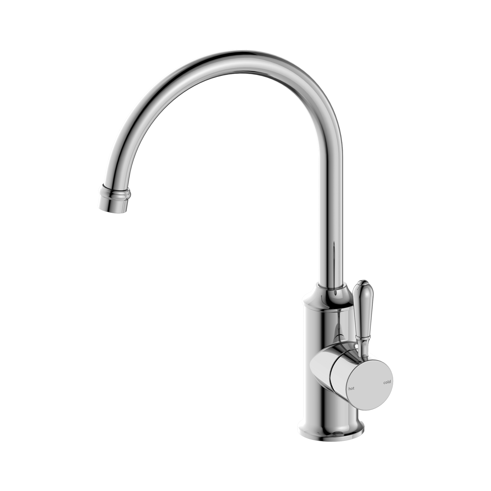 Nero York Kitchen Mixer Gooseneck Spout With Metal Lever, Chrome