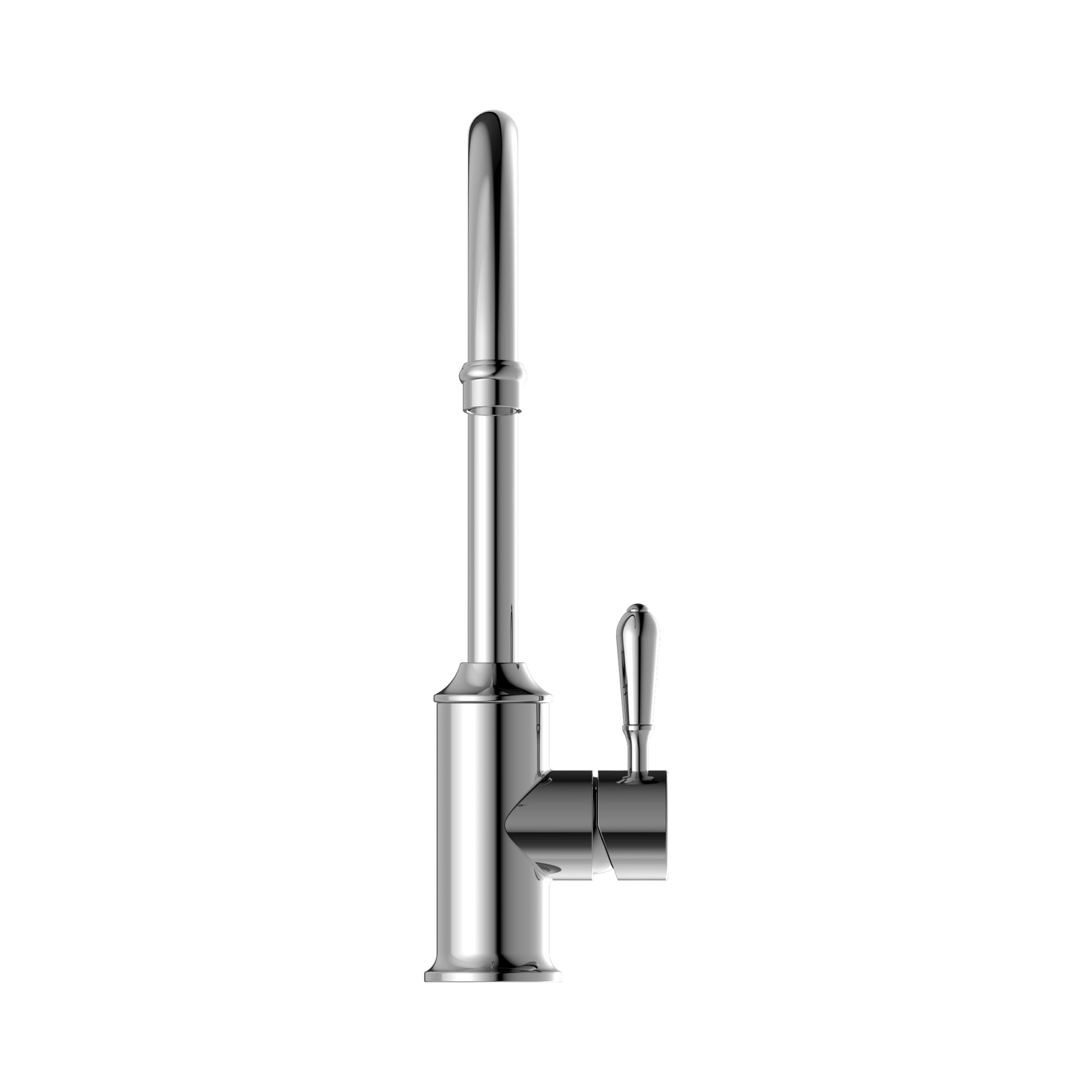 Nero York Kitchen Mixer Gooseneck Spout With Metal Lever, Chrome