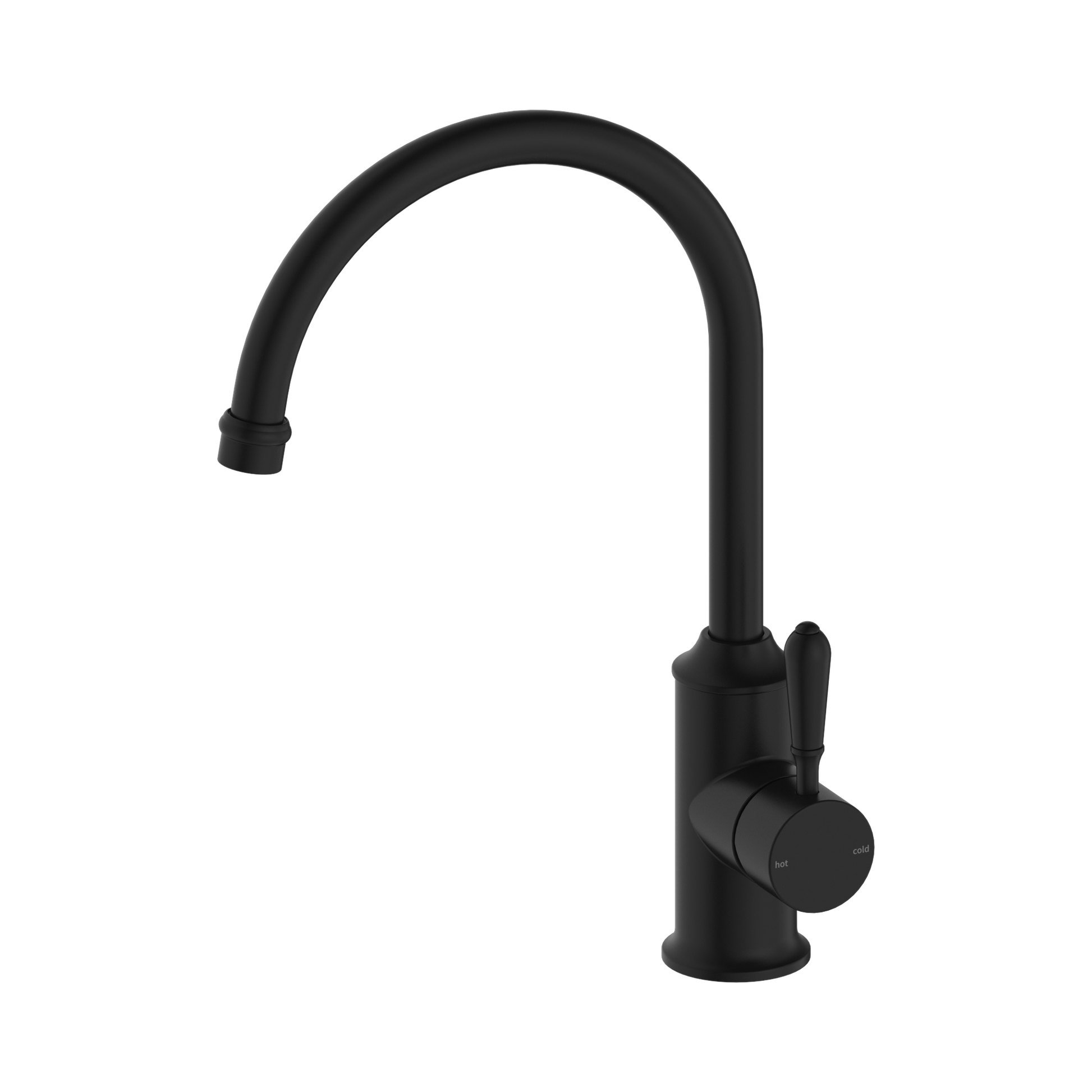 Nero York Kitchen Mixer Gooseneck Spout With Metal Lever, Matte Black