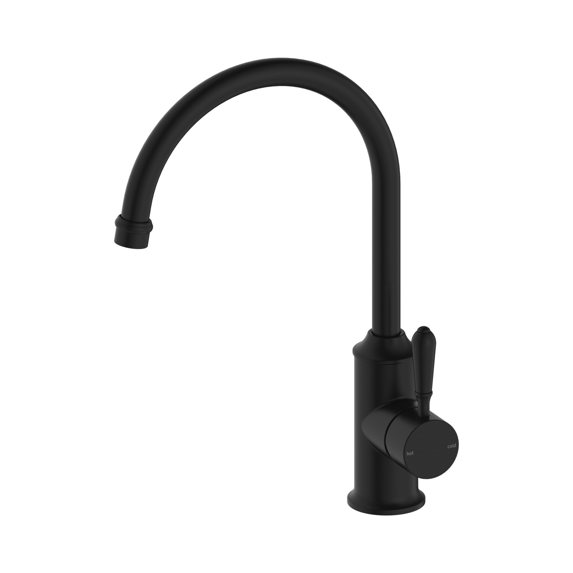 Nero York Kitchen Mixer Gooseneck Spout With Metal Lever, Matte Black