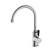 Nero York Kitchen Mixer Gooseneck Spout With Black Porcelain Lever, Chrome