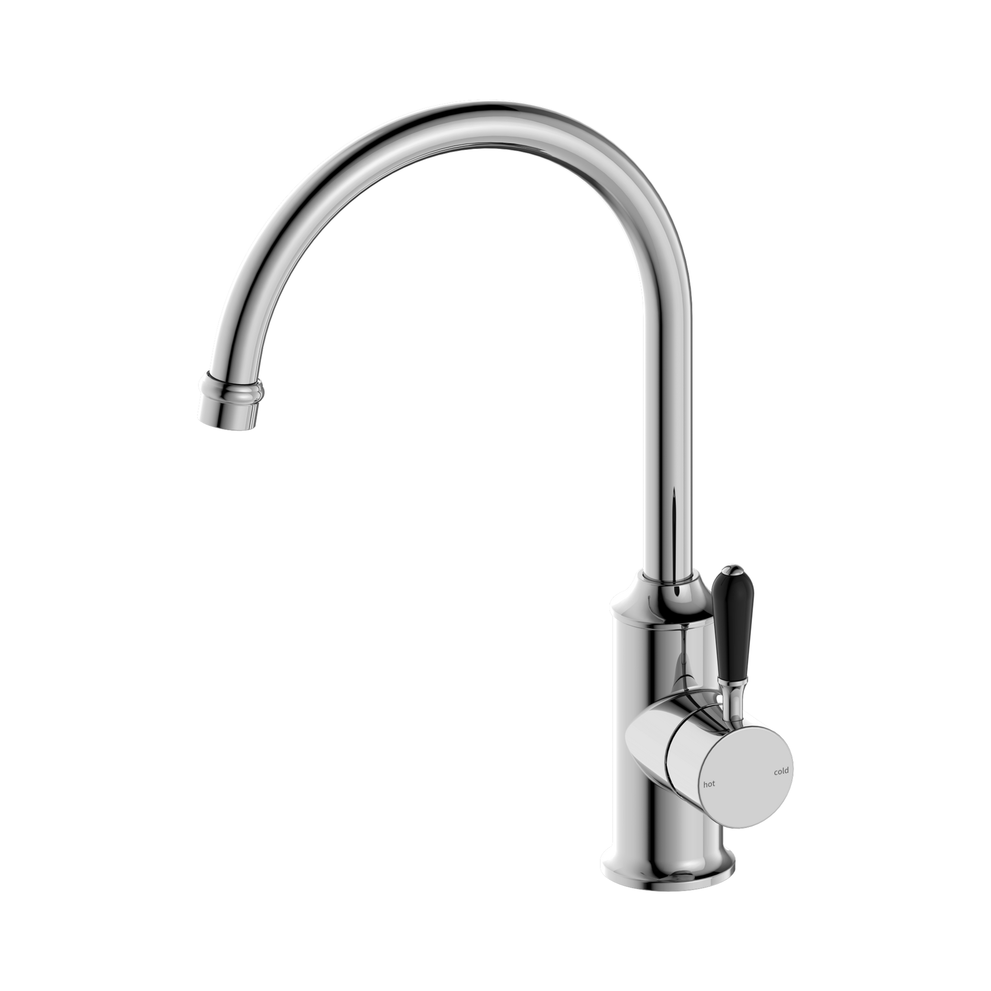 Nero York Kitchen Mixer Gooseneck Spout With Black Porcelain Lever, Chrome