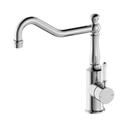 Nero York Kitchen Mixer Hook Spout With White Porcelain Lever, Chrome