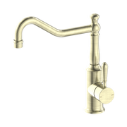 Nero York Kitchen Mixer Hook Spout With Metal Lever Aged Brass