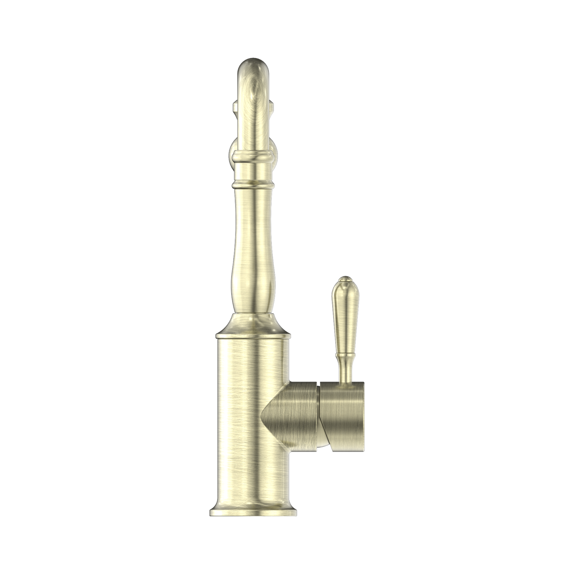 Nero York Kitchen Mixer Hook Spout With Metal Lever Aged Brass