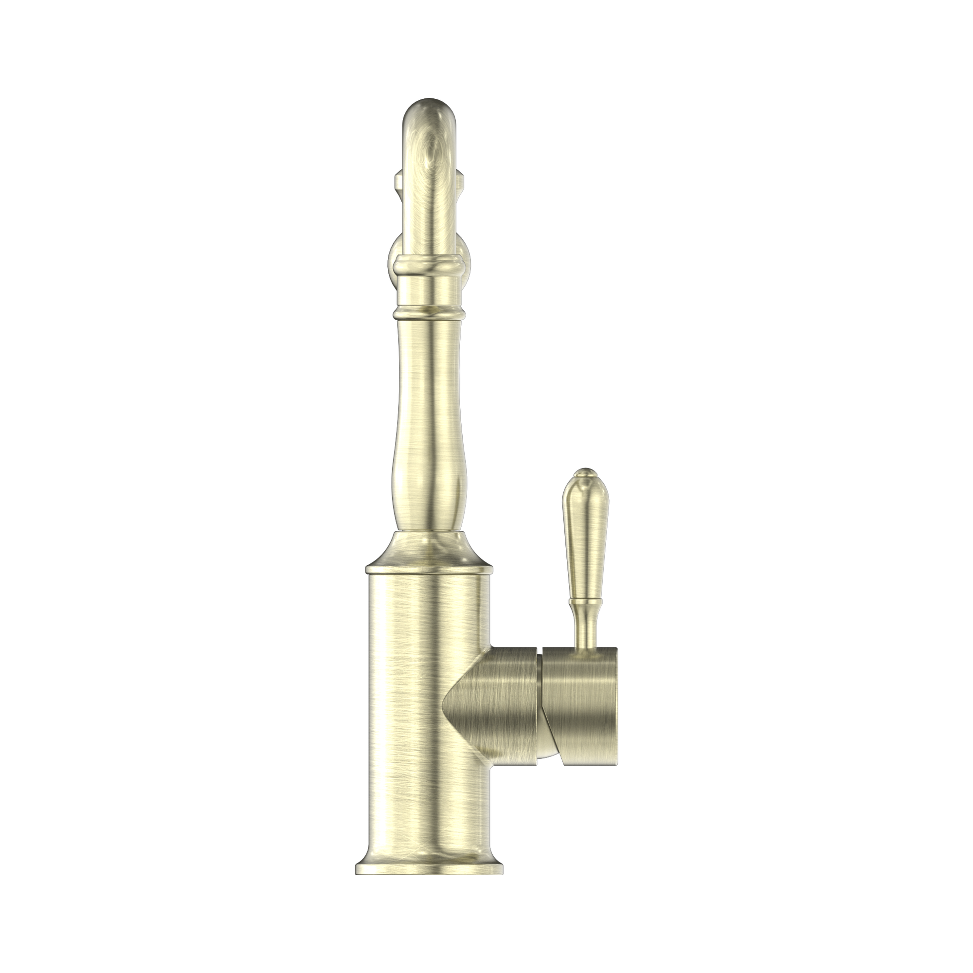 Nero York Kitchen Mixer Hook Spout With Metal Lever Aged Brass