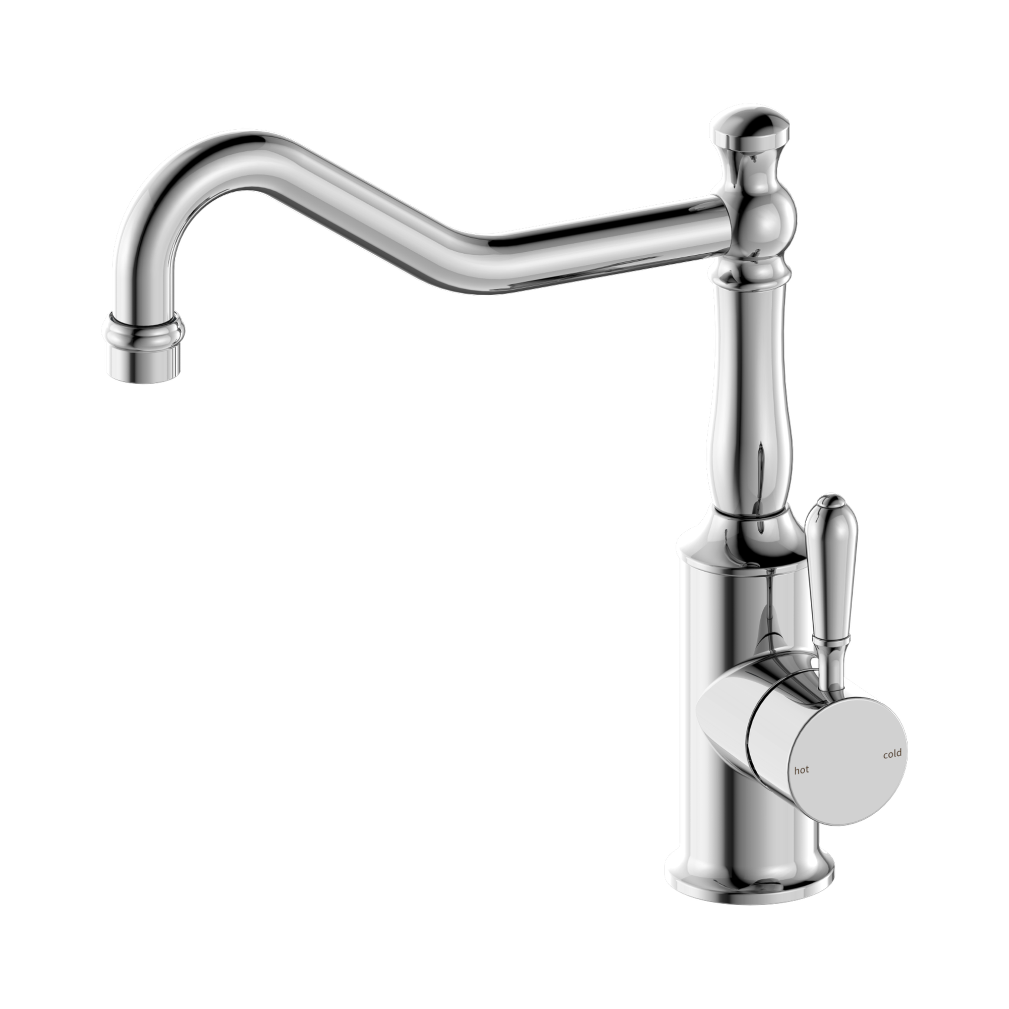 Nero York Kitchen Mixer Hook Spout With Metal Lever, Chrome