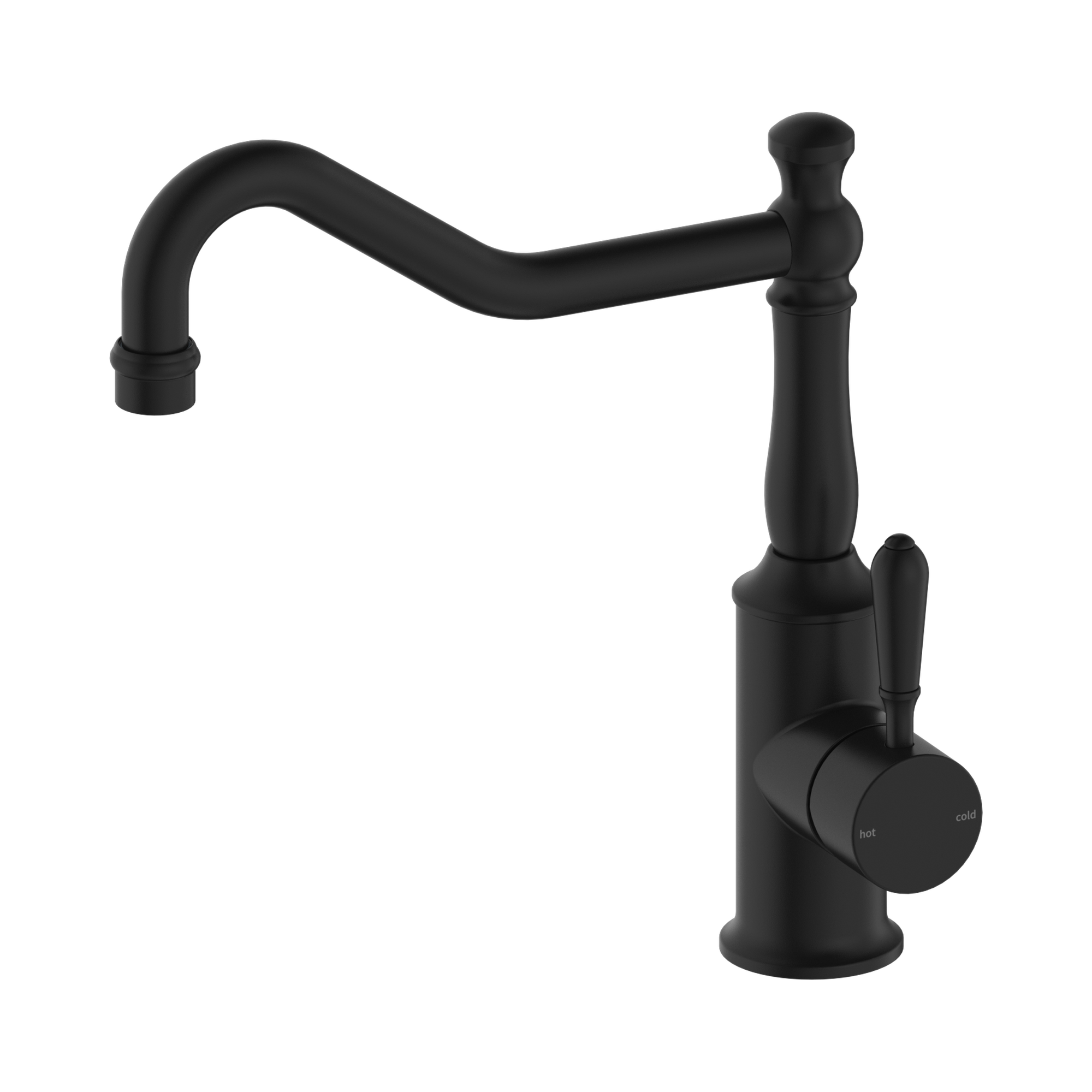 Nero York Kitchen Mixer Hook Spout With Metal Lever, Matte Black