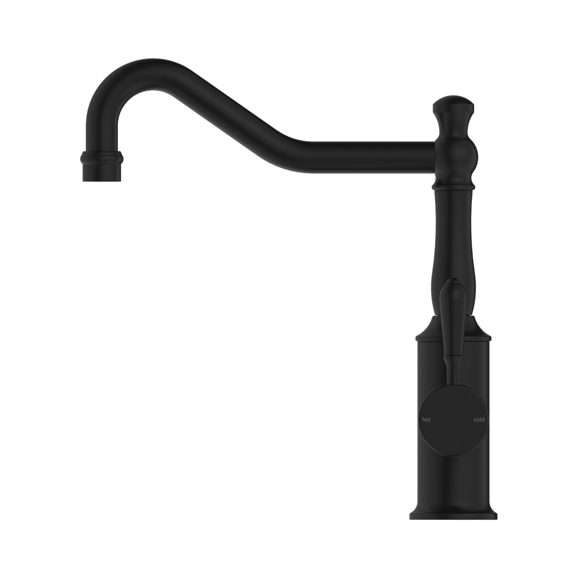 Nero York Kitchen Mixer Hook Spout With Metal Lever, Matte Black