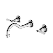 Nero York Wall Basin Set With White Porcelain Lever, Chrome