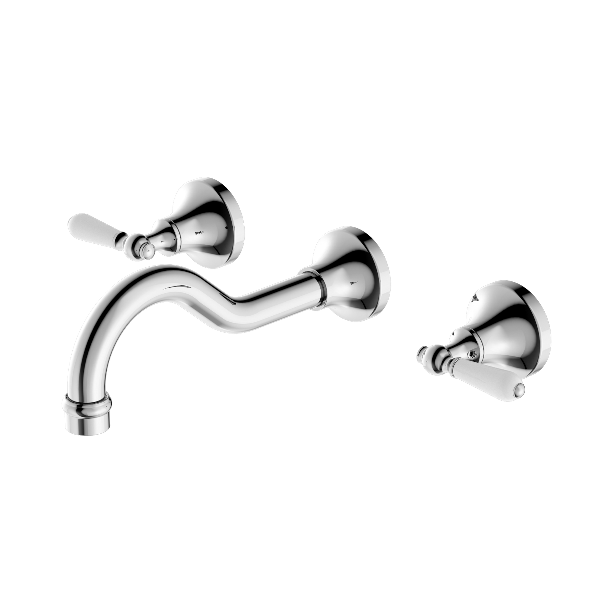 Nero York Wall Basin Set With White Porcelain Lever, Chrome