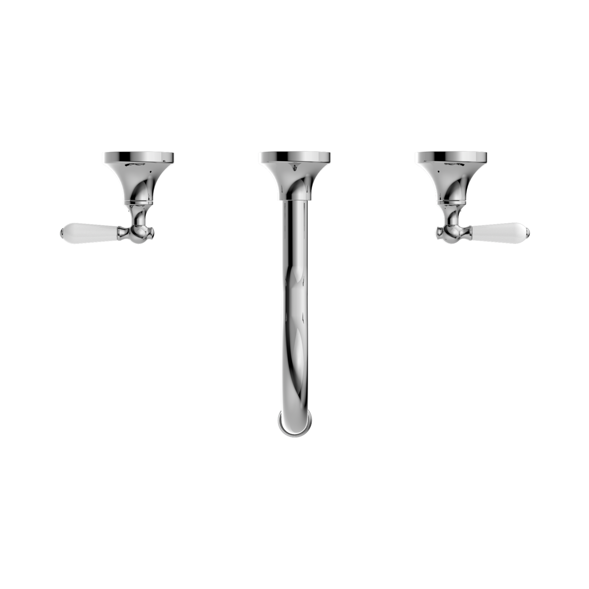 Nero York Wall Basin Set With White Porcelain Lever, Chrome