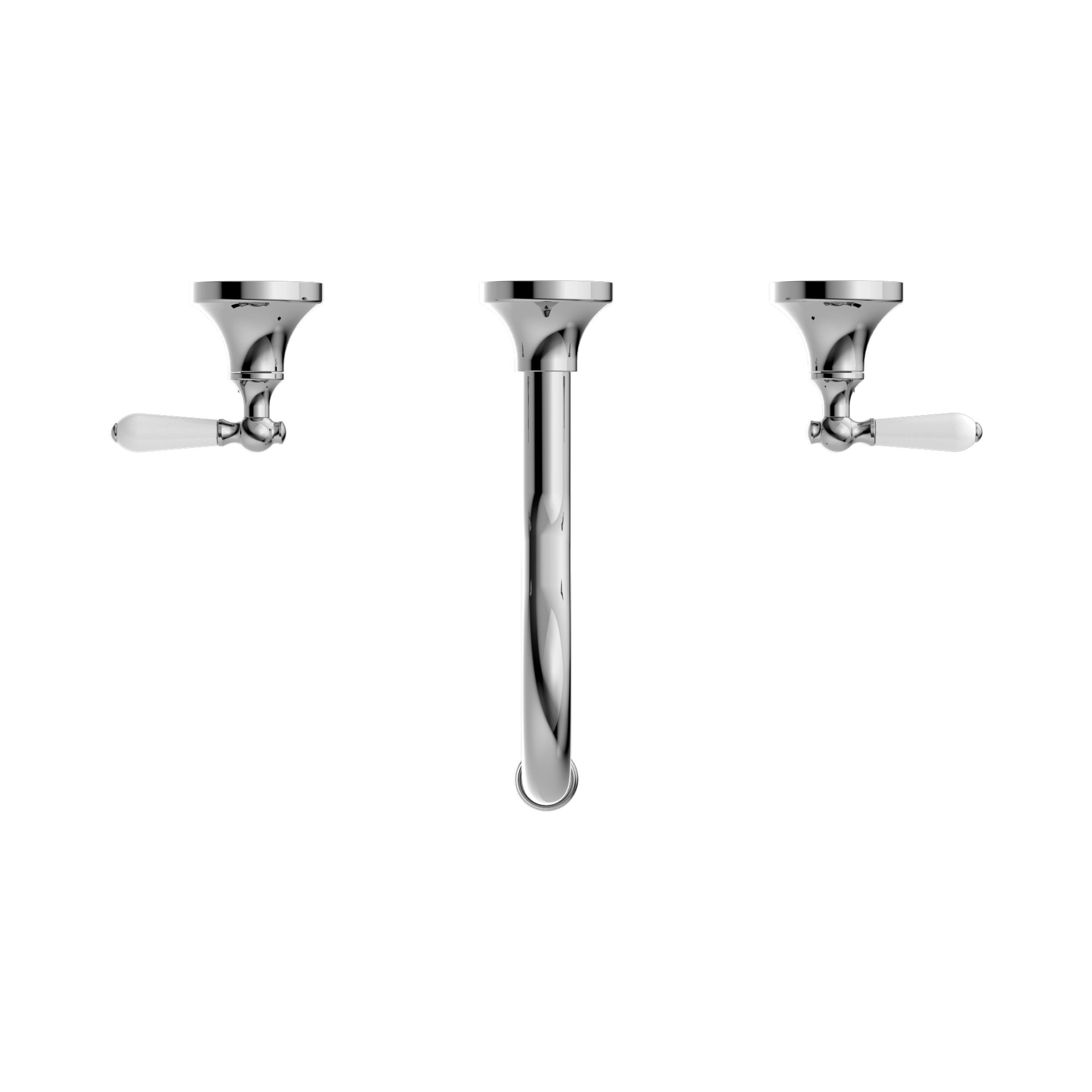 Nero York Wall Basin Set With White Porcelain Lever, Chrome