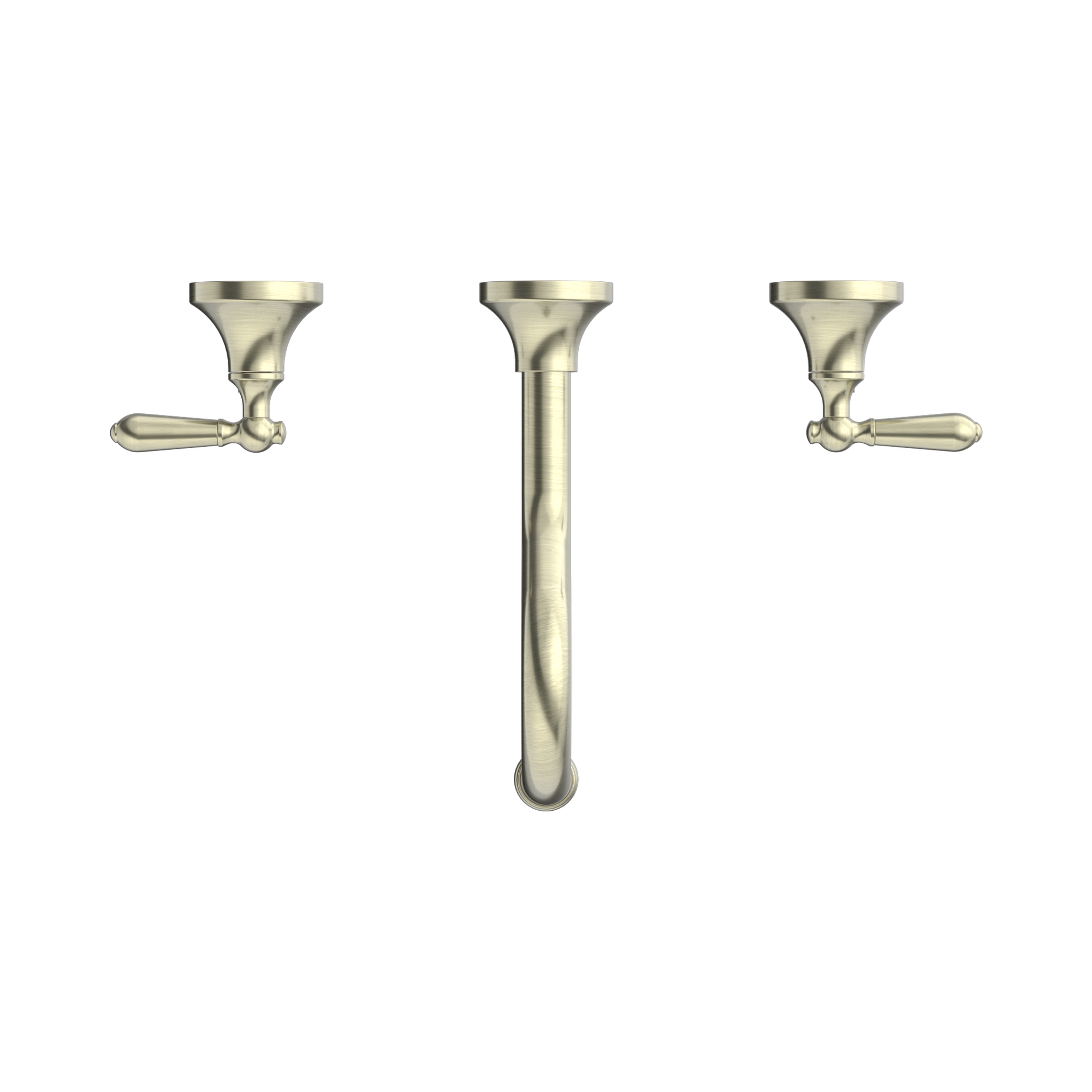 Nero York Wall Basin Set With Metal Lever Aged Brass