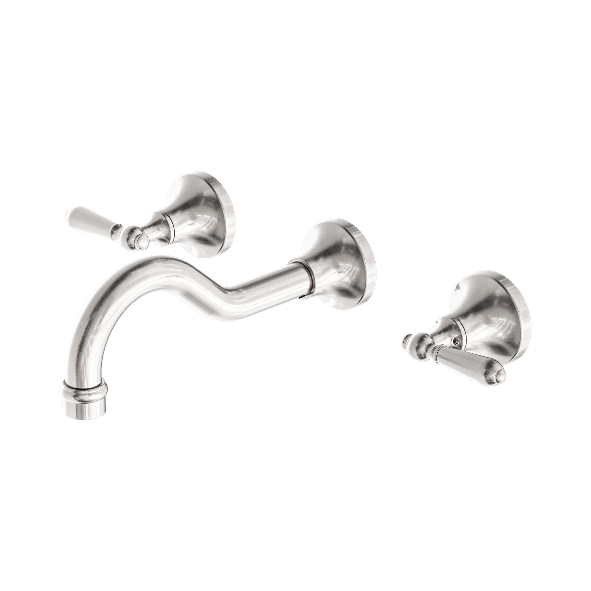 Nero York Wall Basin Set With Metal Lever, Brushed Nickel