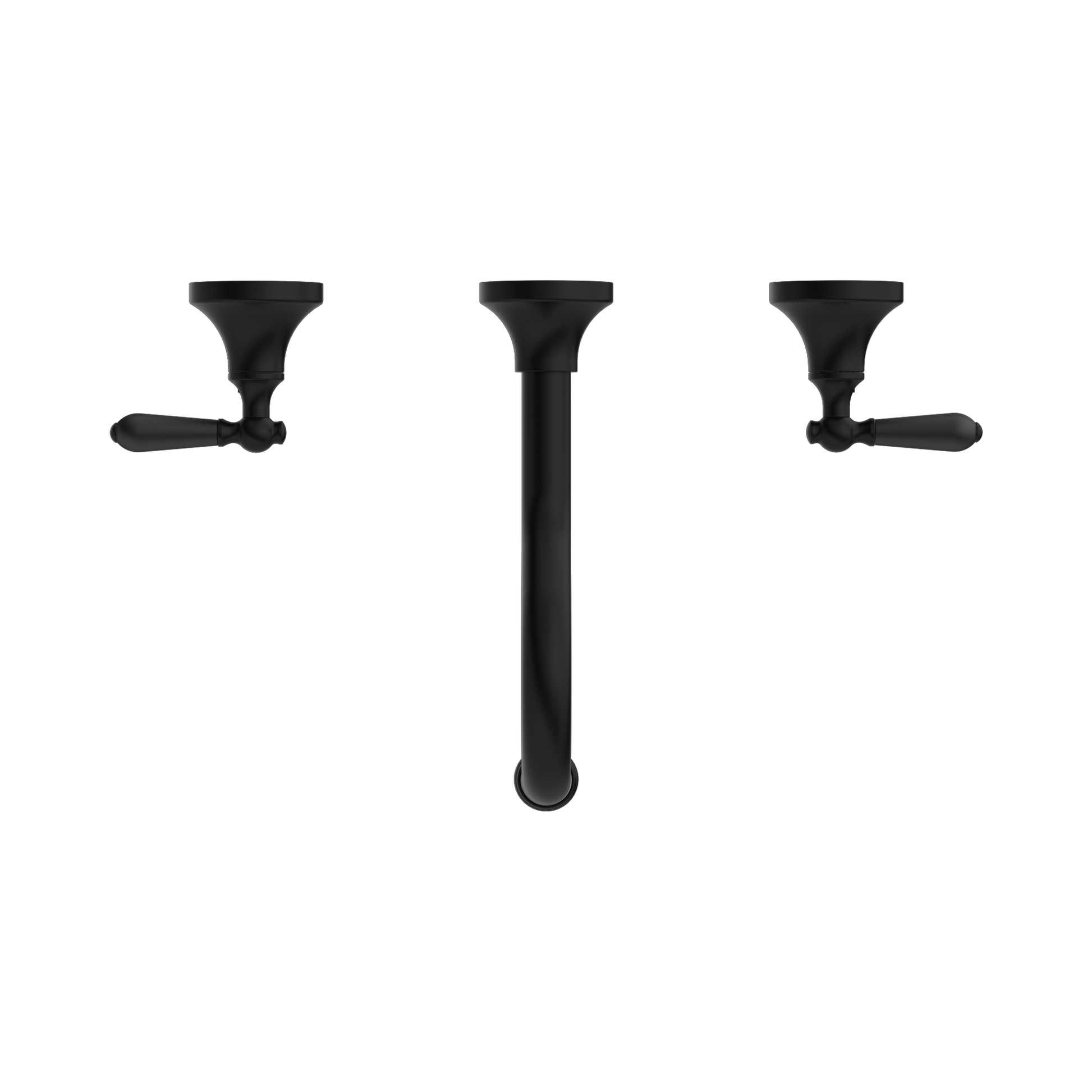 Nero York Wall Basin Set With Metal Lever, Matte Black