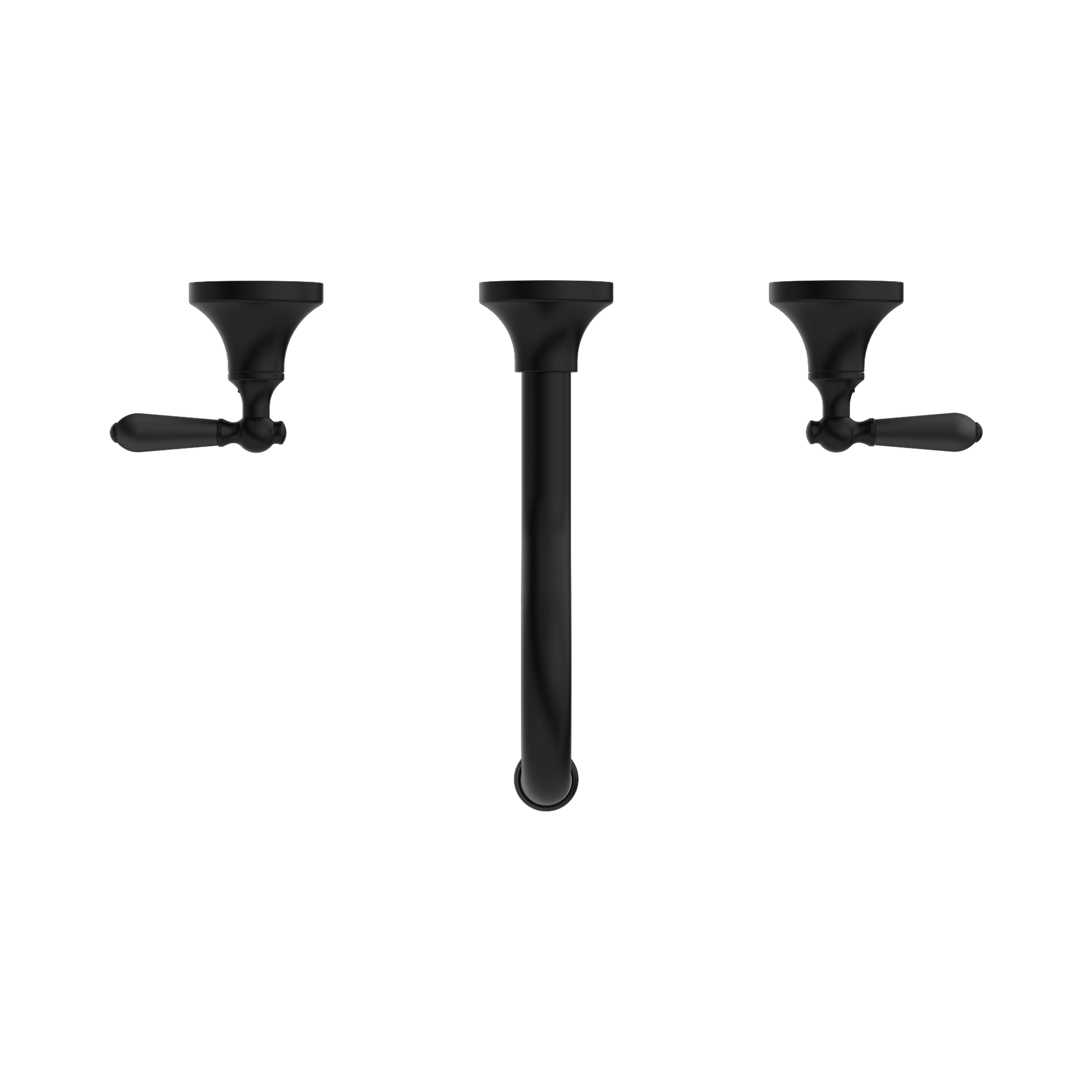 Nero York Wall Basin Set With Metal Lever, Matte Black