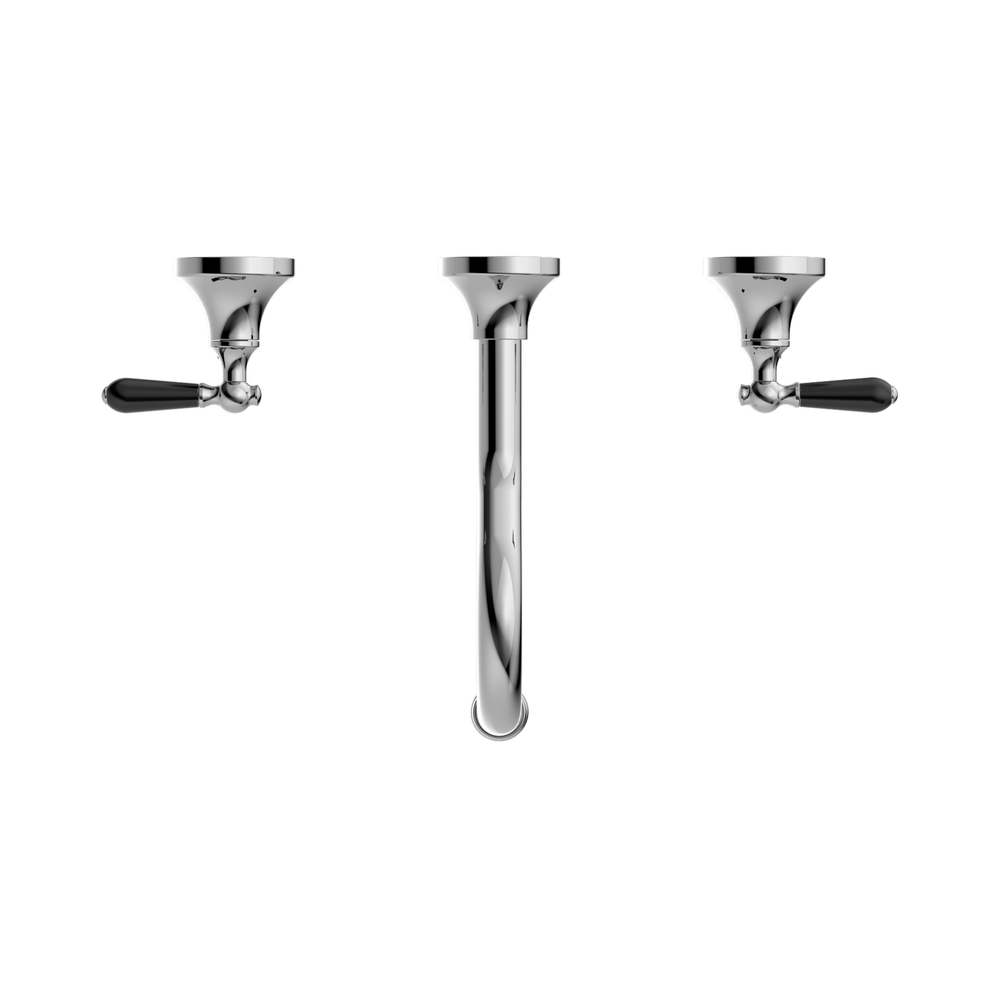 Nero York Wall Basin Set With Black Porcelain Lever, Chrome