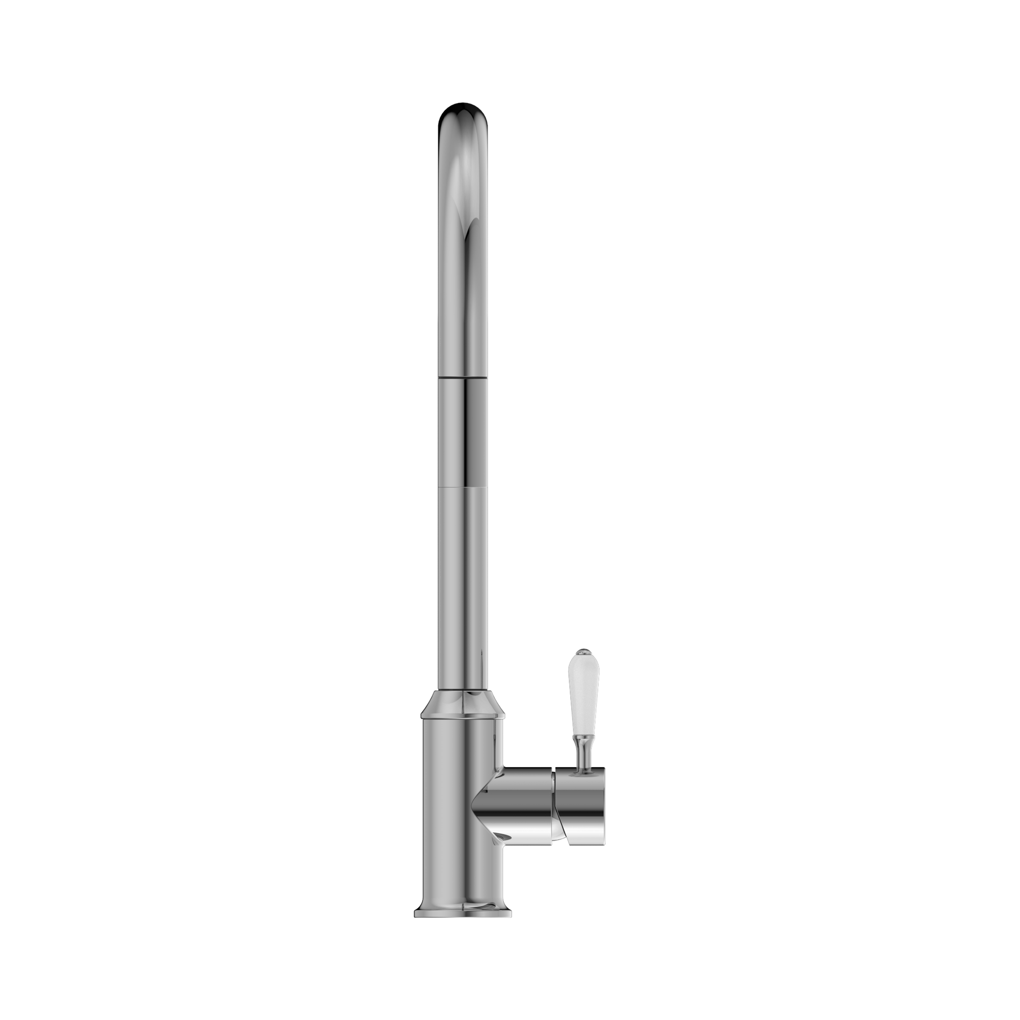Nero York Pull Out Sink Mixer With Vegie Spray Function With White Porcelain Lever, Chrome