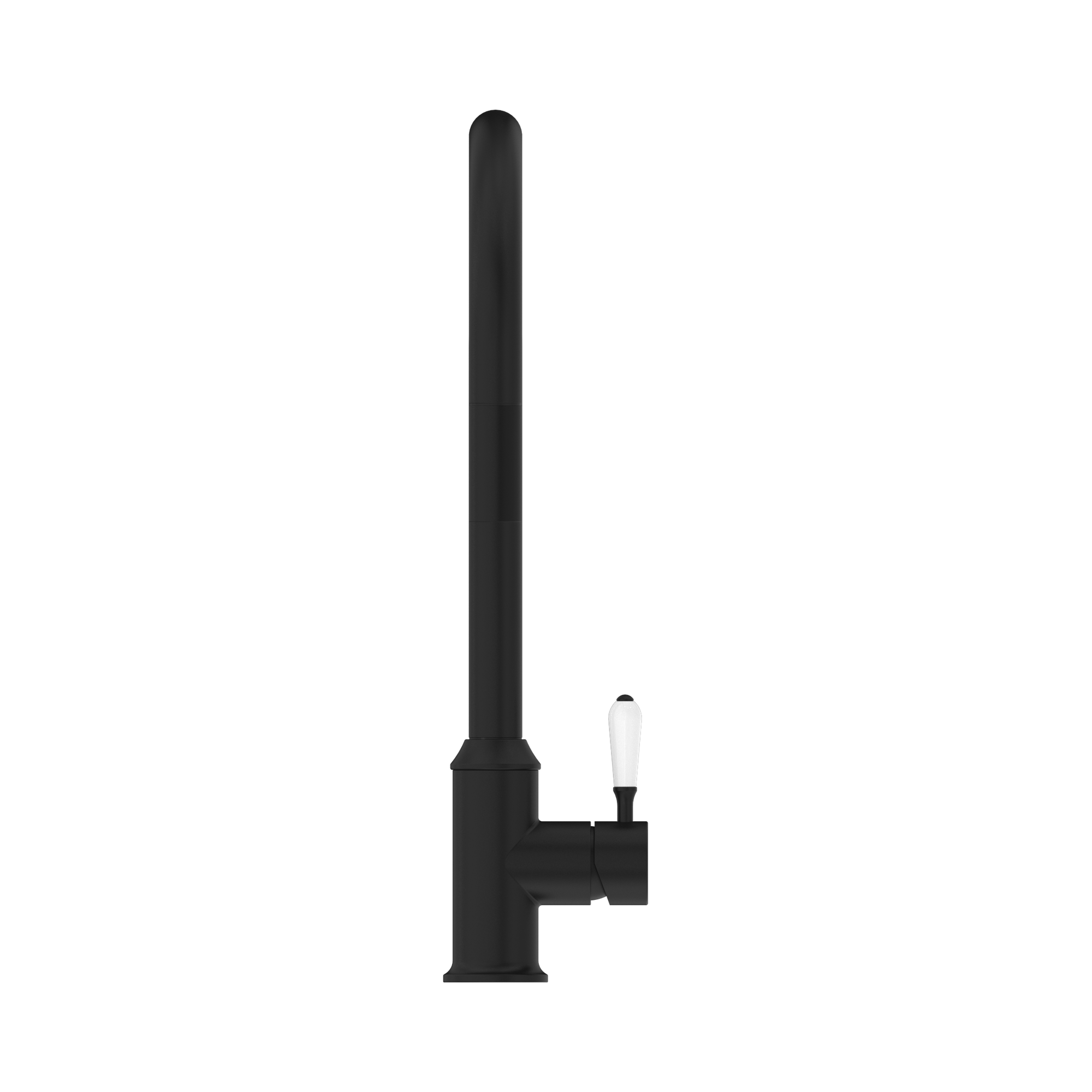 Nero York Pull Out Sink Mixer With Vegie Spray Function With White Porcelain Lever, Matte Black