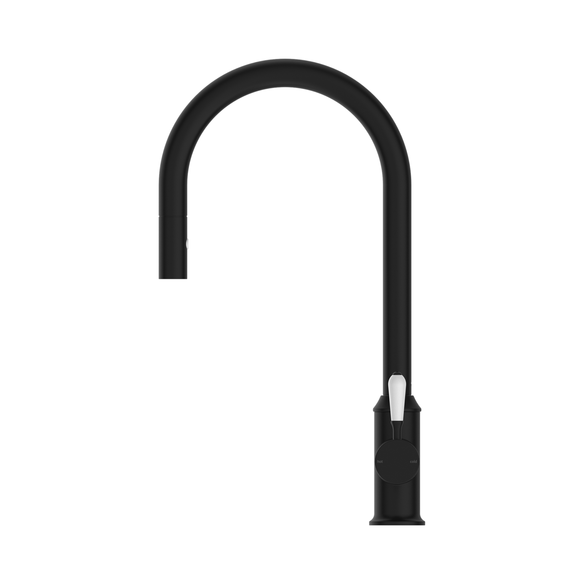 Nero York Pull Out Sink Mixer With Vegie Spray Function With White Porcelain Lever, Matte Black