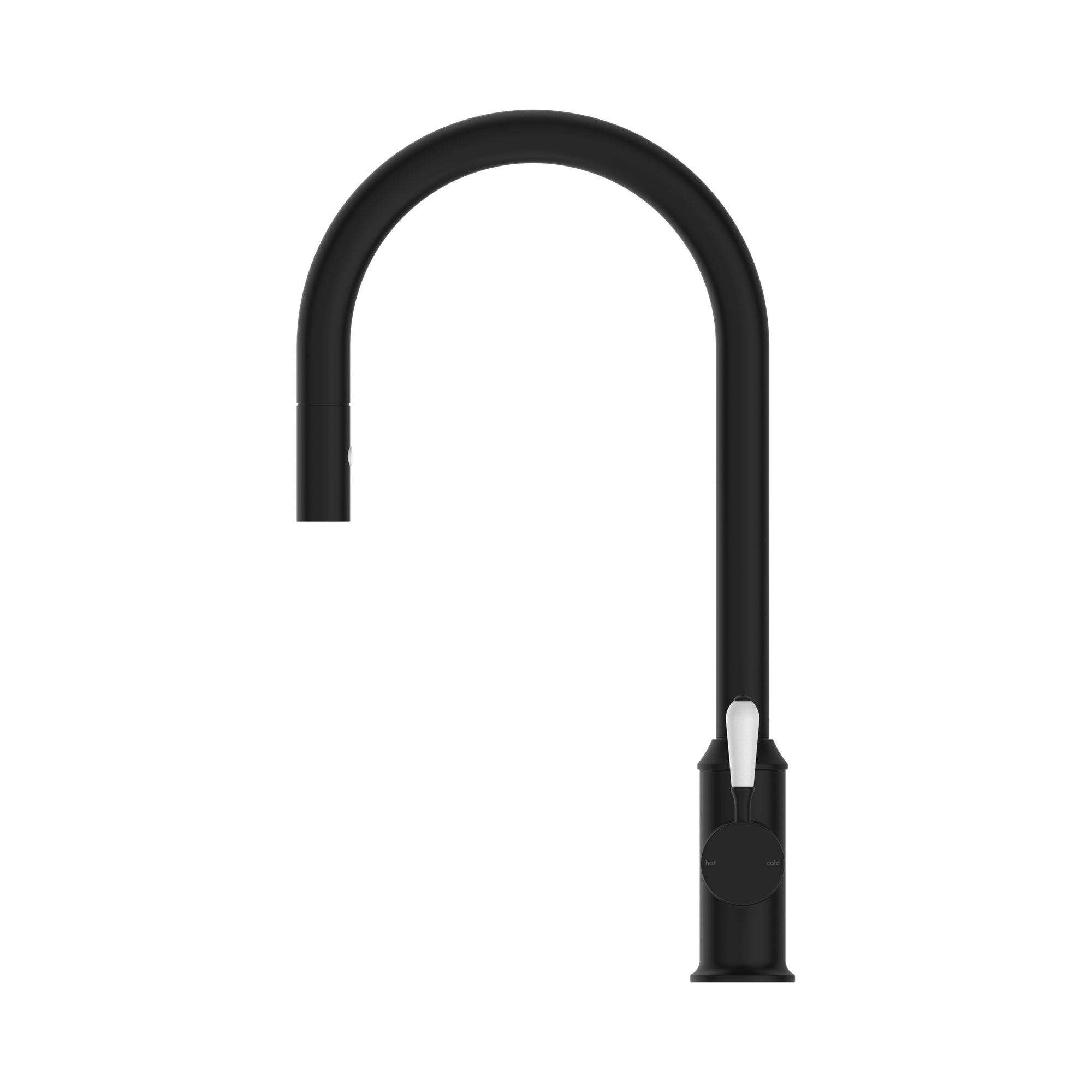Nero York Pull Out Sink Mixer With Vegie Spray Function With White Porcelain Lever, Matte Black