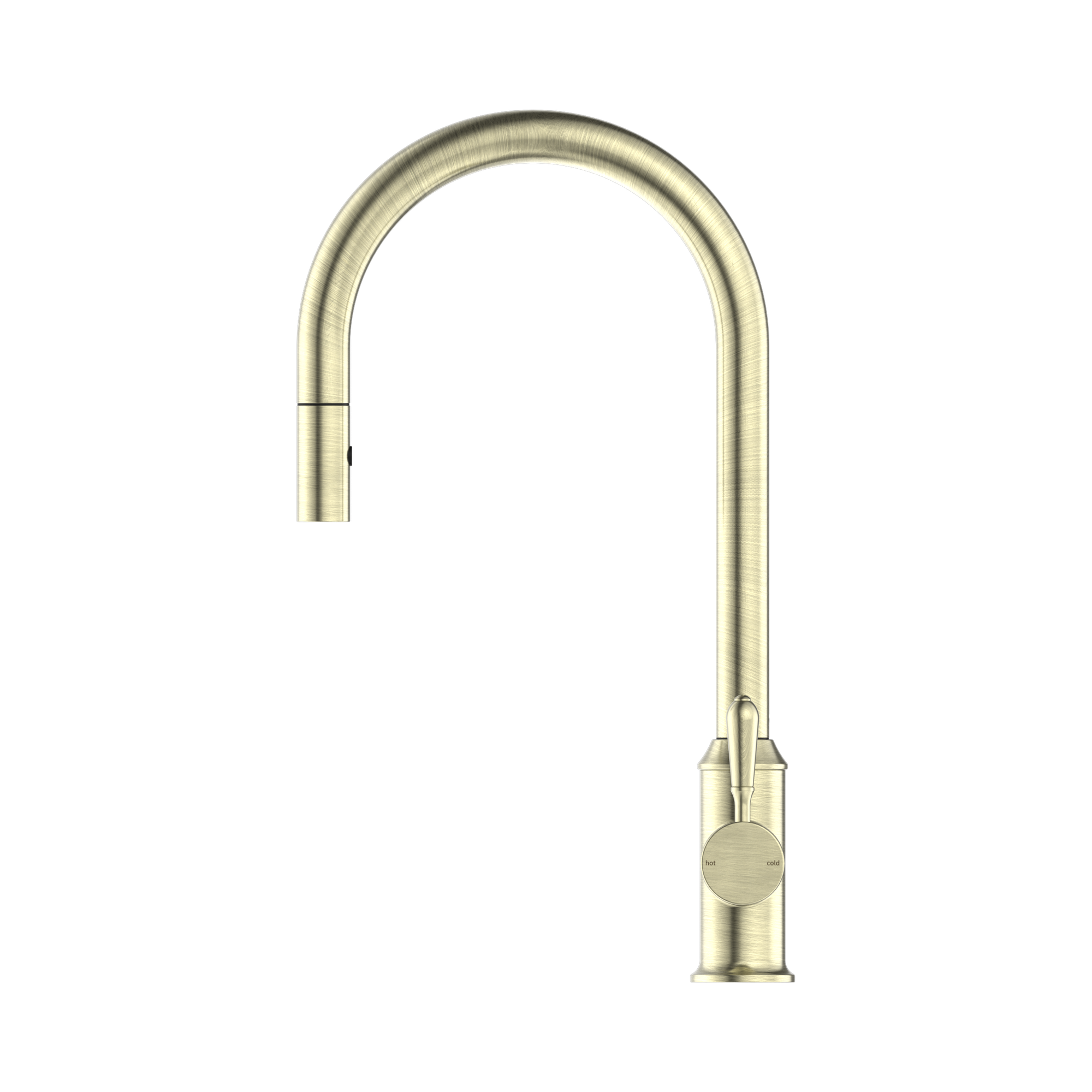 Nero York Pull Out Sink Mixer With Vegie Spray Function With Metal Lever Aged Brass