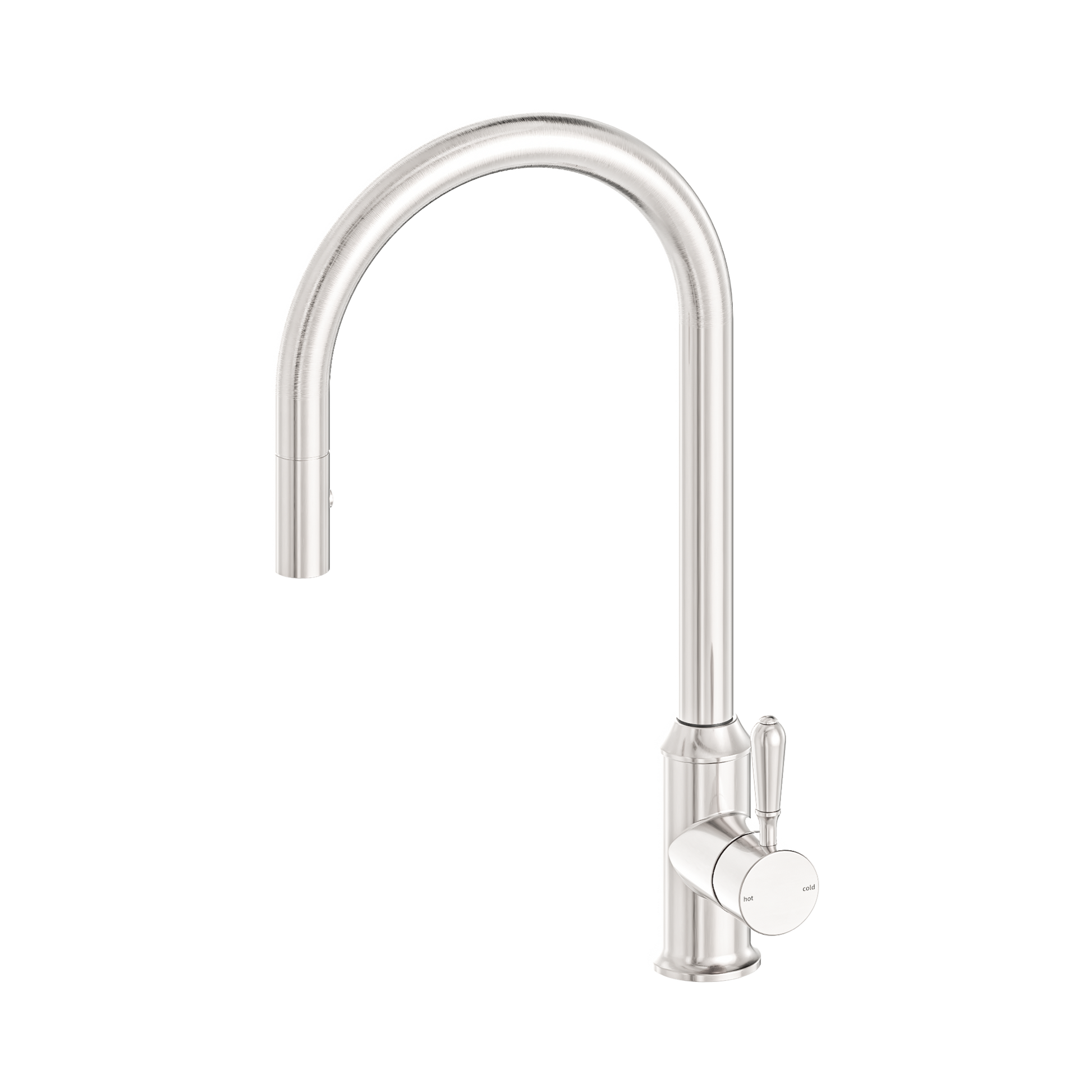 Nero York Pull Out Sink Mixer With Vegie Spray Function With Metal Lever, Brushed Nickel