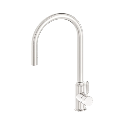 Nero York Pull Out Sink Mixer With Vegie Spray Function With Metal Lever, Brushed Nickel