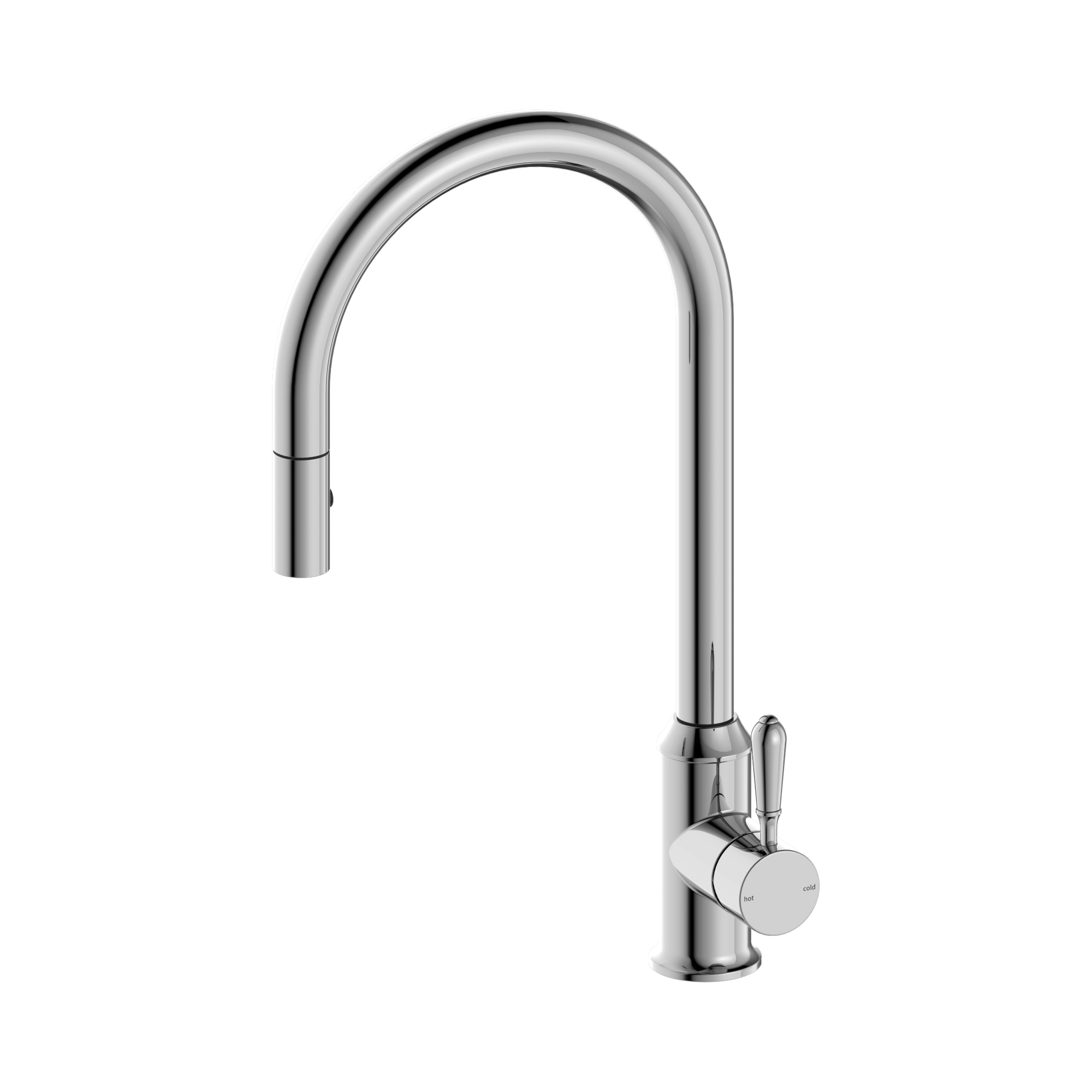 Nero York Pull Out Sink Mixer With Vegie Spray Function With Metal Lever, Chrome