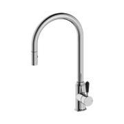 Nero York Pull Out Sink Mixer With Vegie Spray Function With Black Porcelain Lever, Chrome