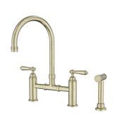 Nero York Bridge Kitchen Set With Hand Spray Aged Brass