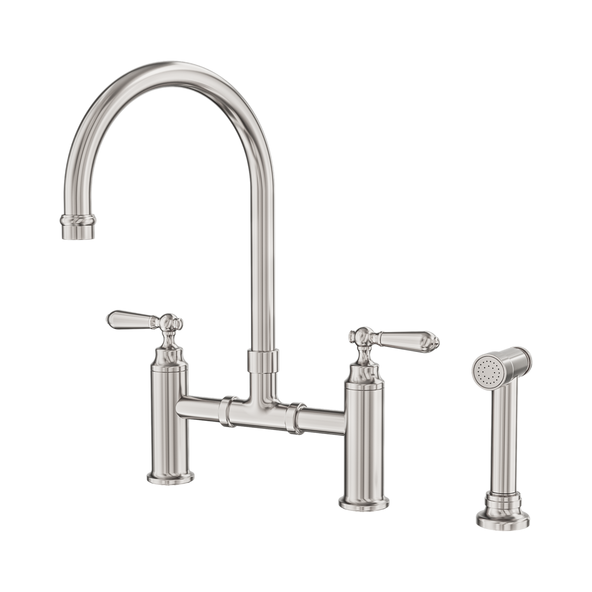 Nero York Bridge Kitchen Set With Hand Spray, Brushed Nickel
