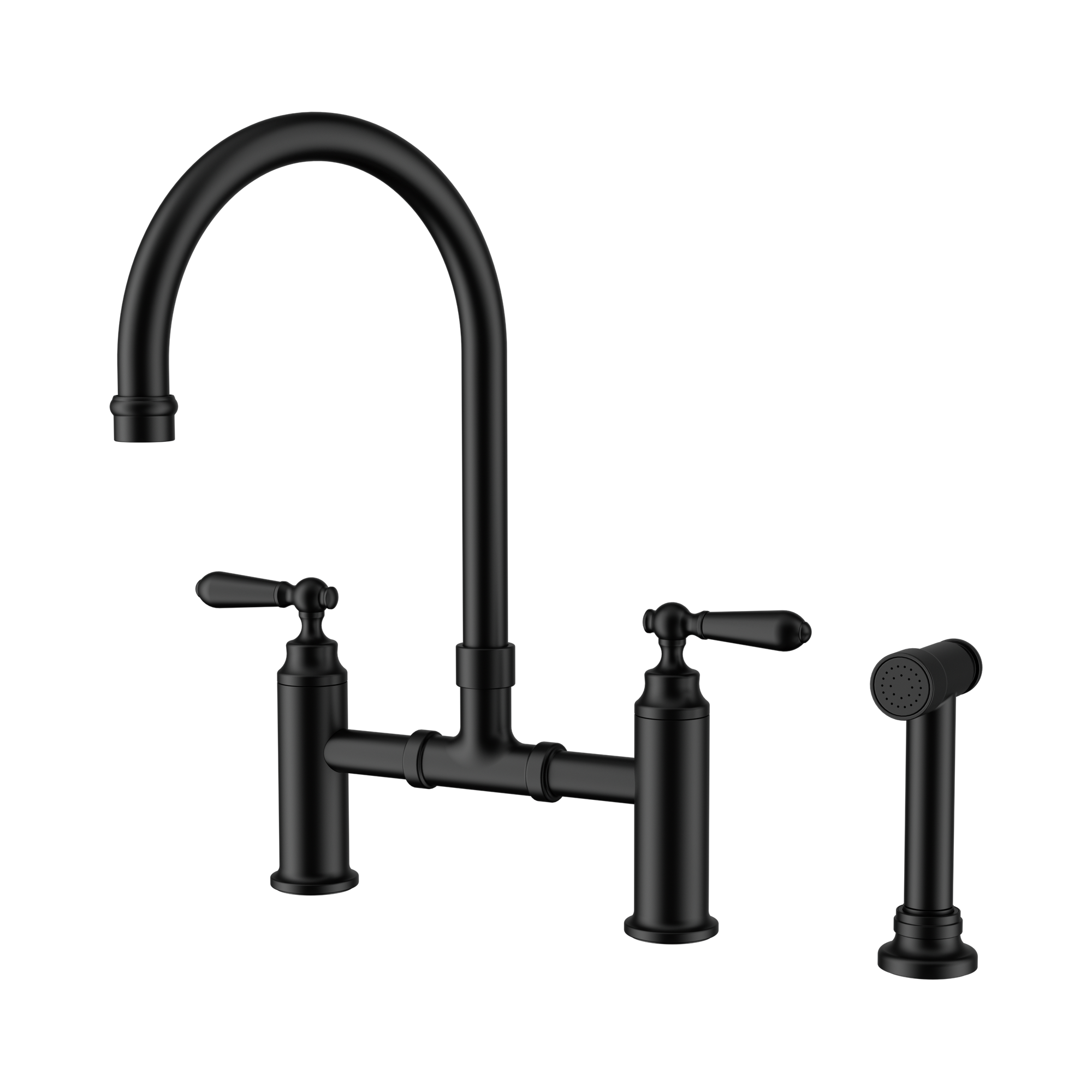 Nero York Bridge Kitchen Set With Hand Spray, Matte Black