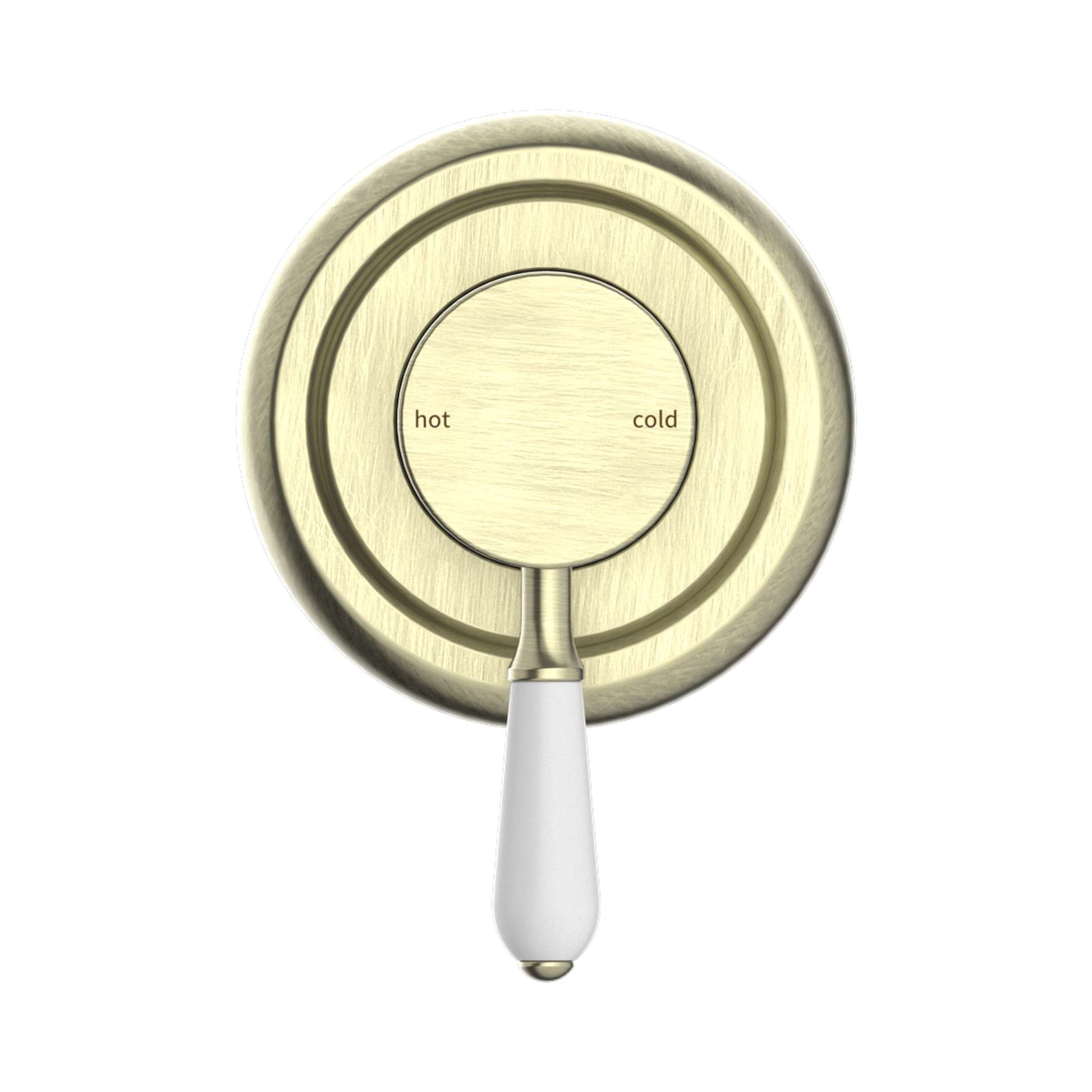 Nero York Wall/Shower Mixer With White Porcelain Lever Aged Brass