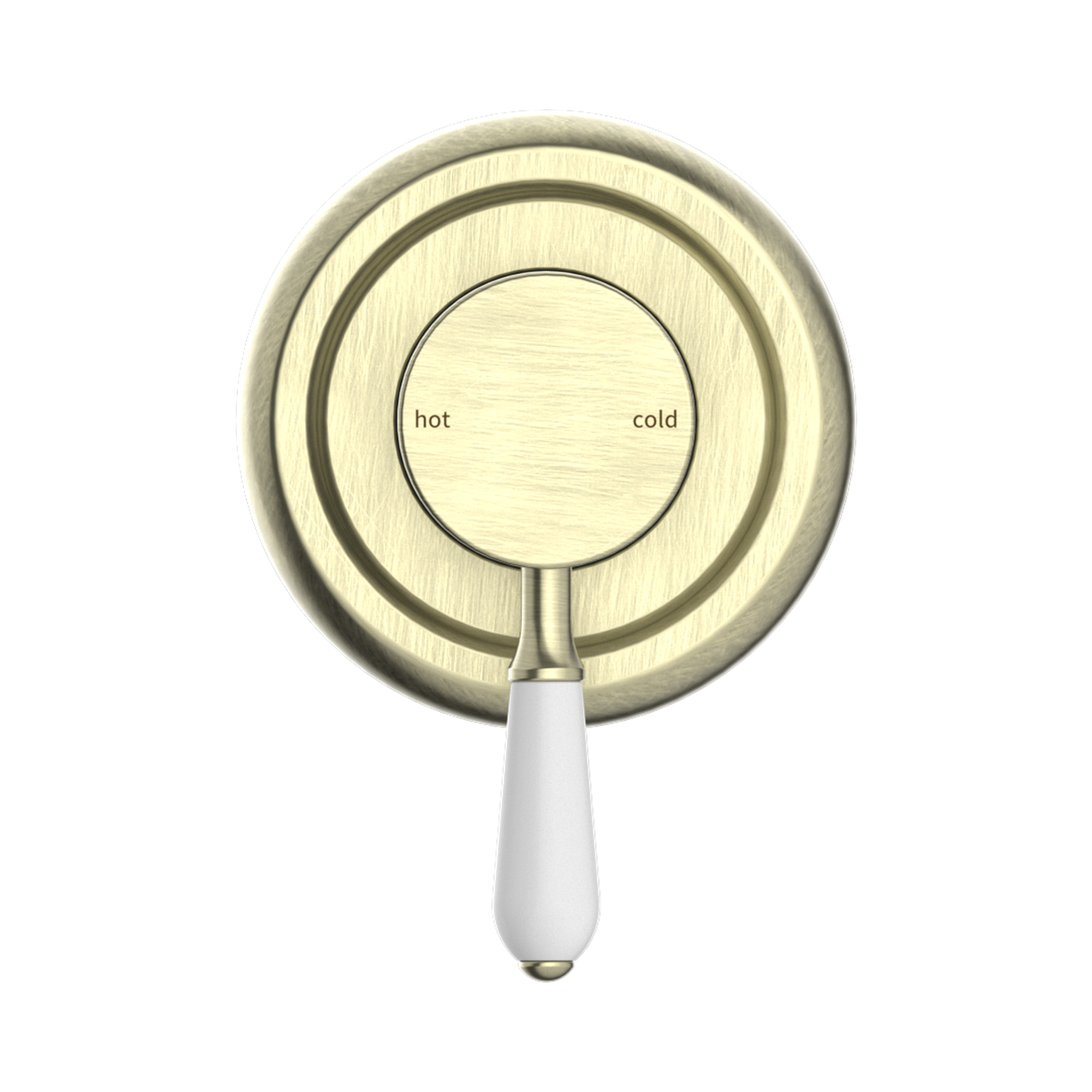 Nero York Wall/Shower Mixer With White Porcelain Lever Aged Brass
