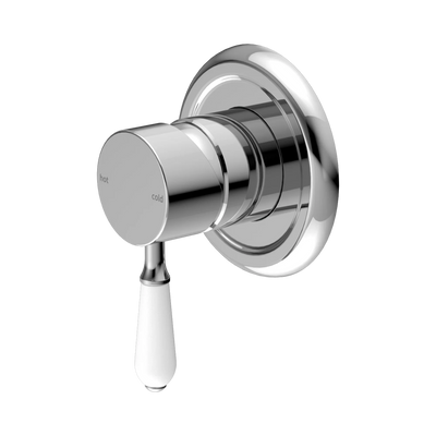 Nero York Shower Mixer With White Porcelain Lever, Chrome
