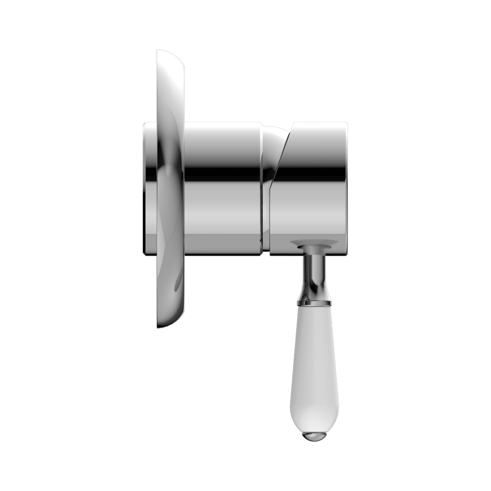 Nero York Wall/Shower Mixer With White Porcelain Lever, Chrome