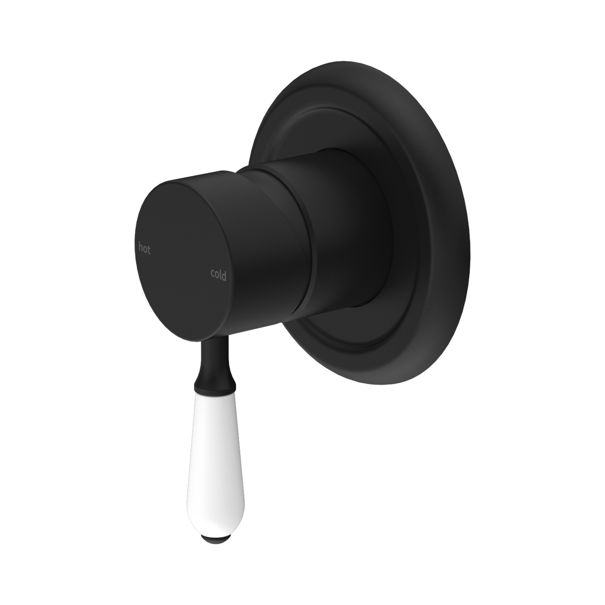 Nero York Wall/Shower Mixer With White Porcelain Lever, Matte Black