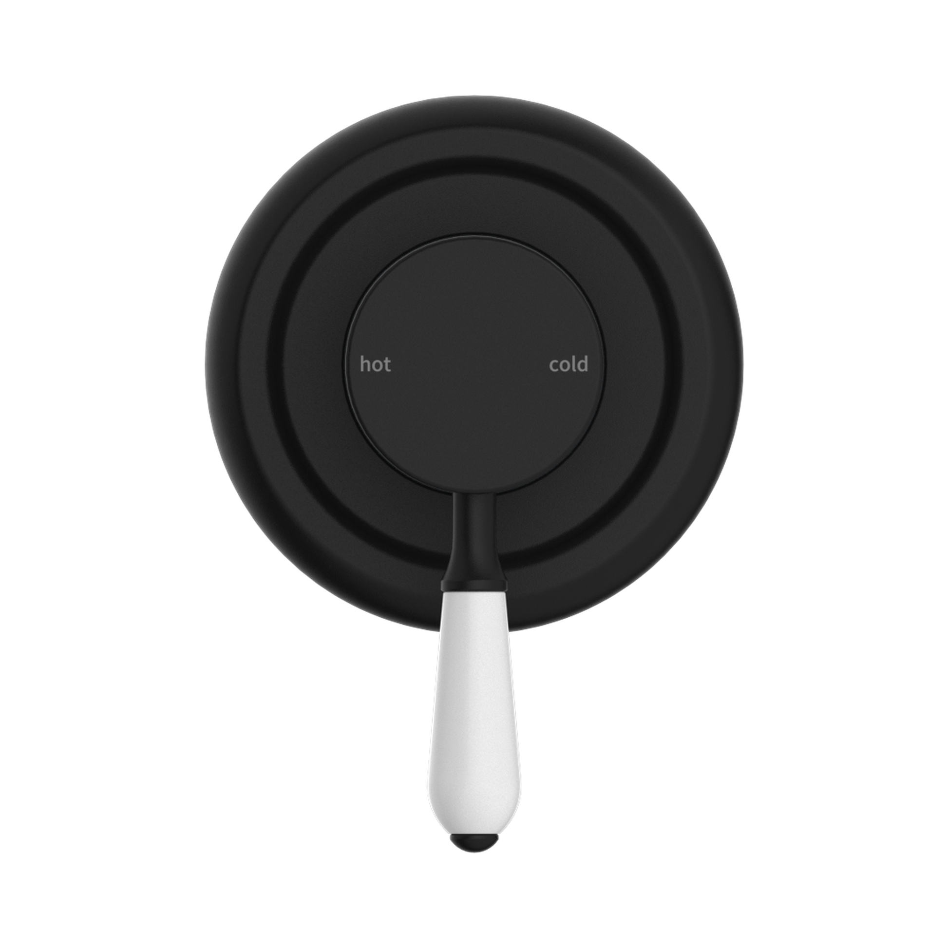 Nero York Wall/Shower Mixer With White Porcelain Lever, Matte Black