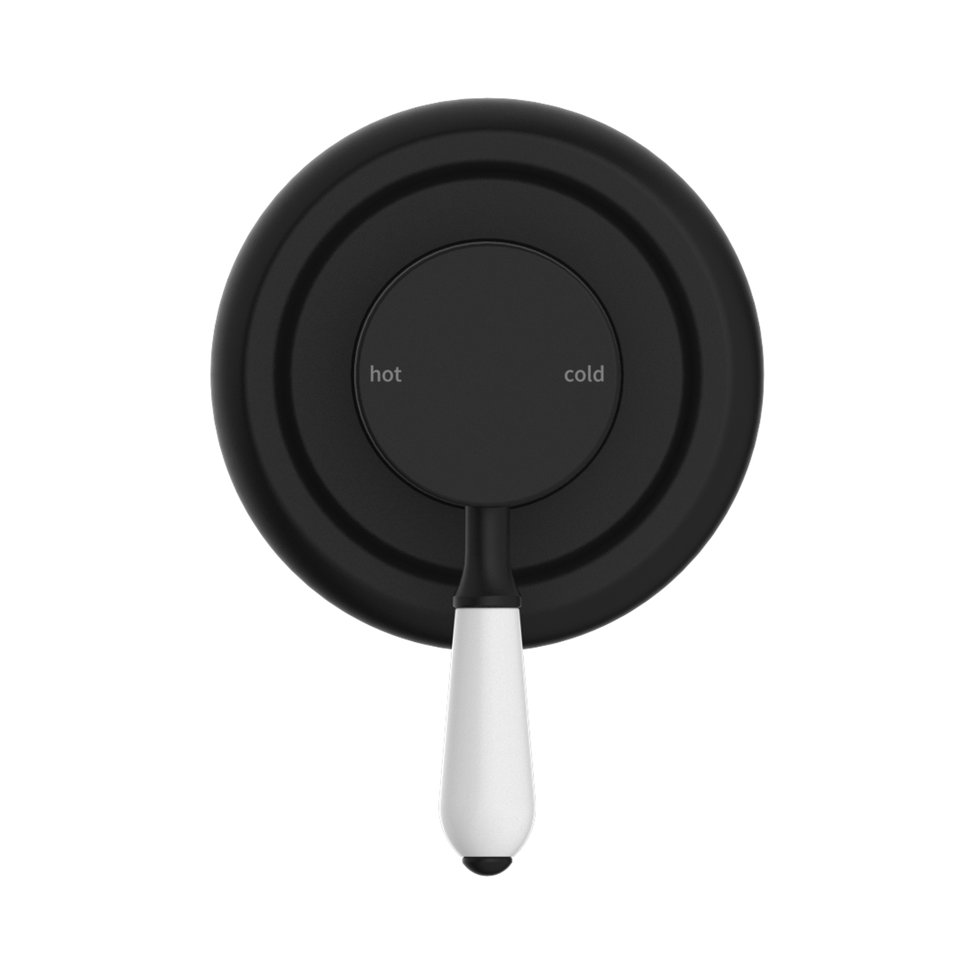 Nero York Wall/Shower Mixer With White Porcelain Lever, Matte Black